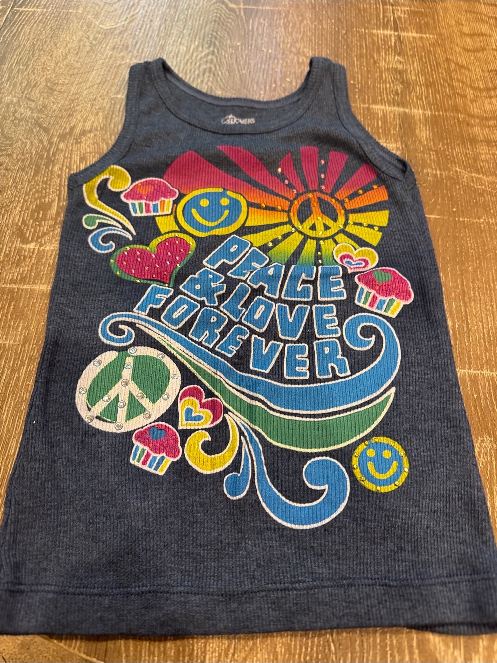 Flowers by Zoe Navy Graphic 'Peace & Love Forever' Tank